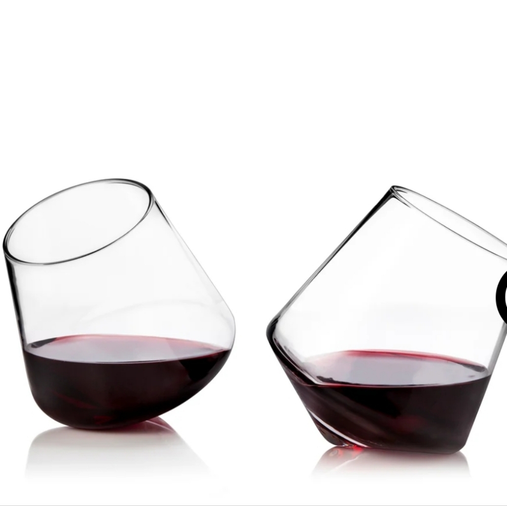 VISKI Rolling Crystal Wine Glasses Set of 2 NEW IN BOX